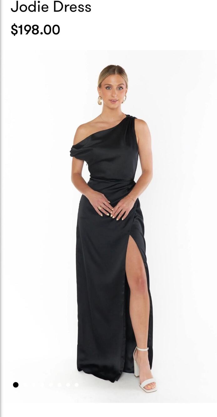 Show Me Your MuMu Jodie One-Shoulder Black Satin Midi Dress